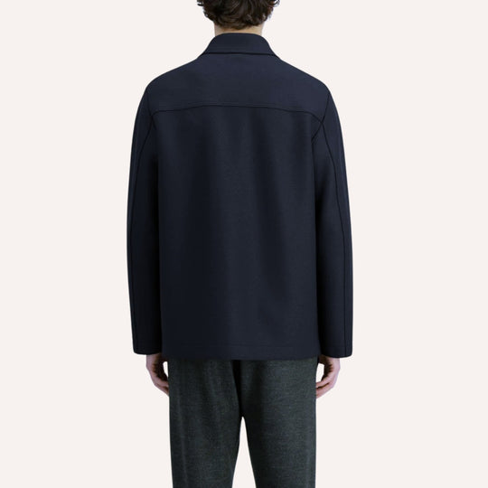 Navy Boiled Wool Utility Jacket