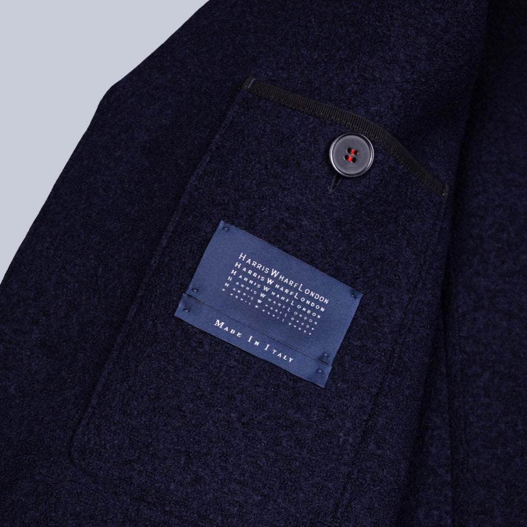 Navy Boiled Wool Coat