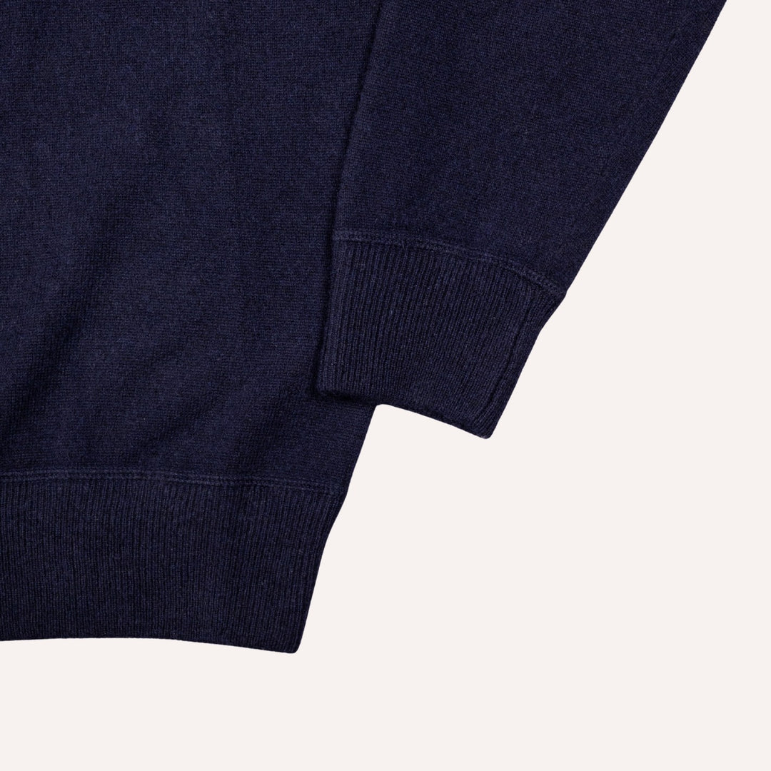 Navy Raglan Cashmere Crewneck Sweater