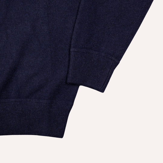 Navy Raglan Cashmere Crewneck Sweater