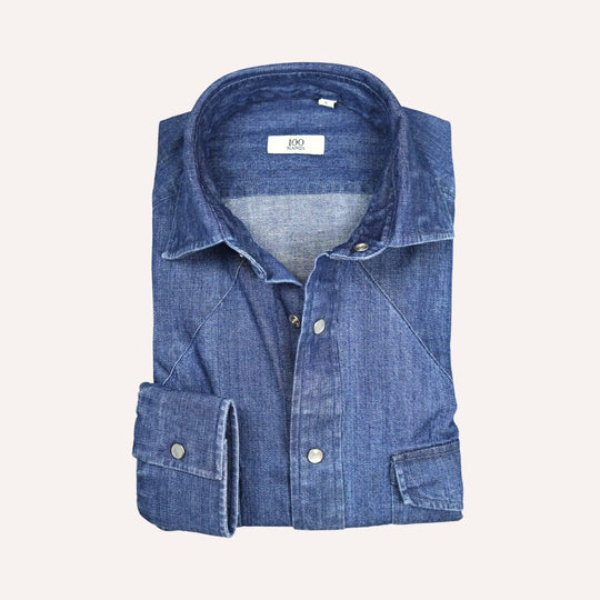 Dark Blue Denim Western Shirt
