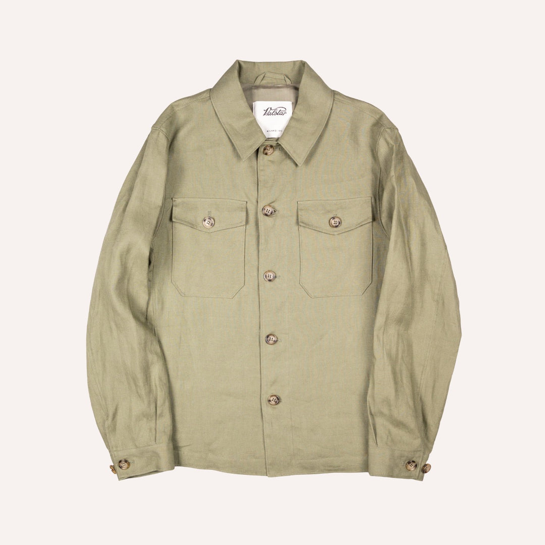 Green Linen Overshirt Jacket