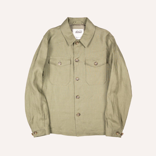 Green Linen Overshirt Jacket