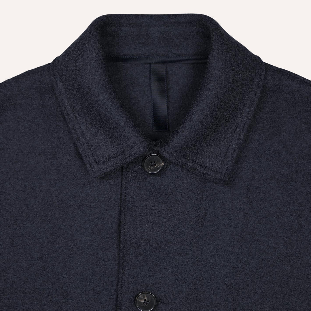 Navy Boiled Wool Utility Jacket