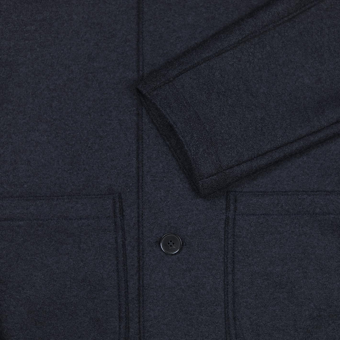 Navy Boiled Wool Utility Jacket
