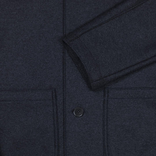 Navy Boiled Wool Utility Jacket