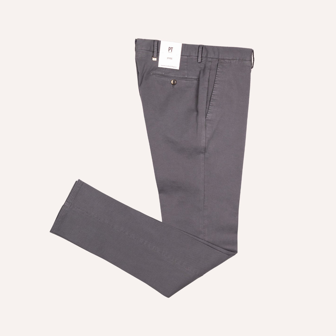Washed Anthracite Grey Stretch Gabardine Trousers