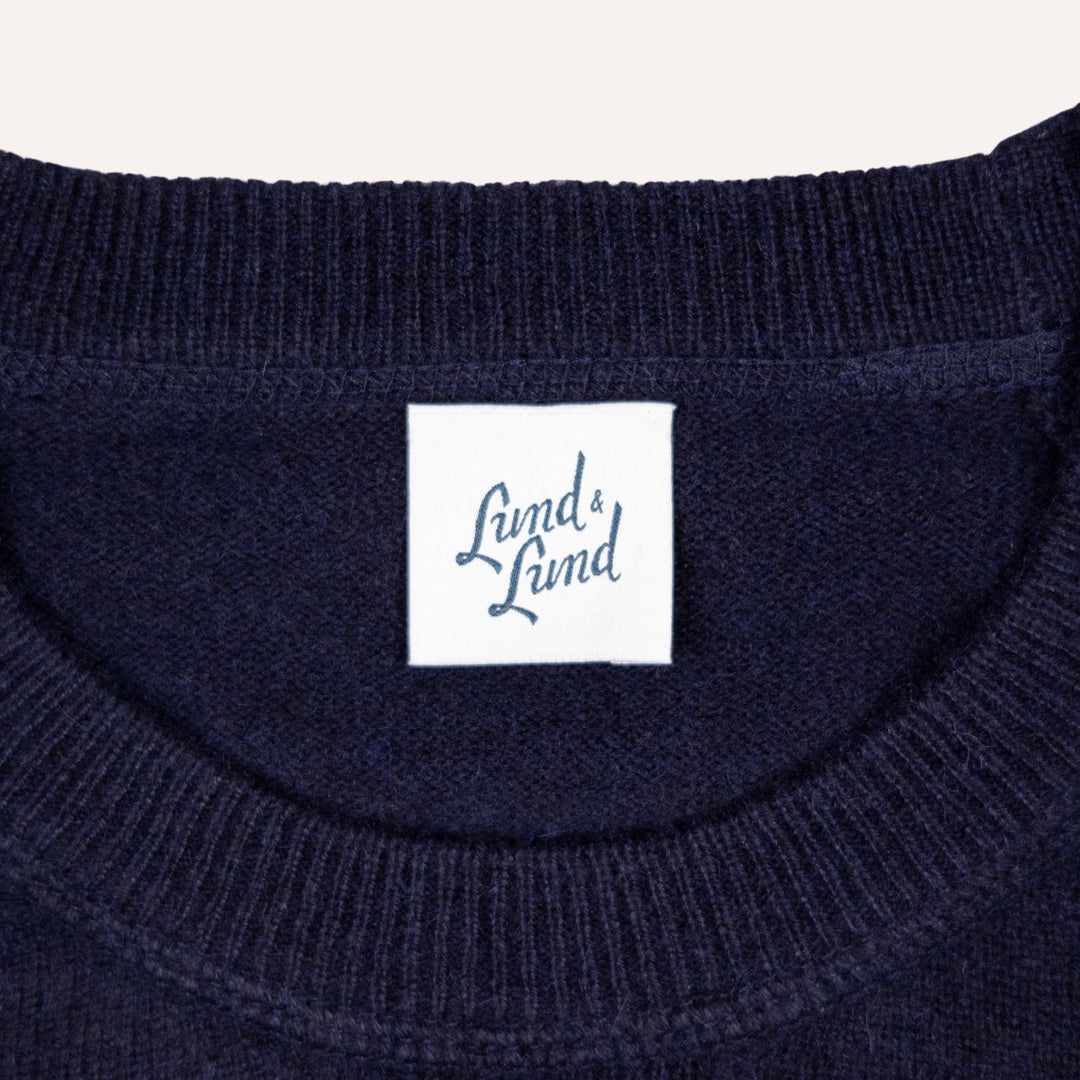 Navy Raglan Cashmere Crewneck Sweater