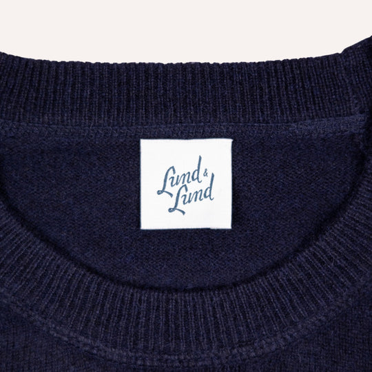 Navy Raglan Cashmere Crewneck Sweater