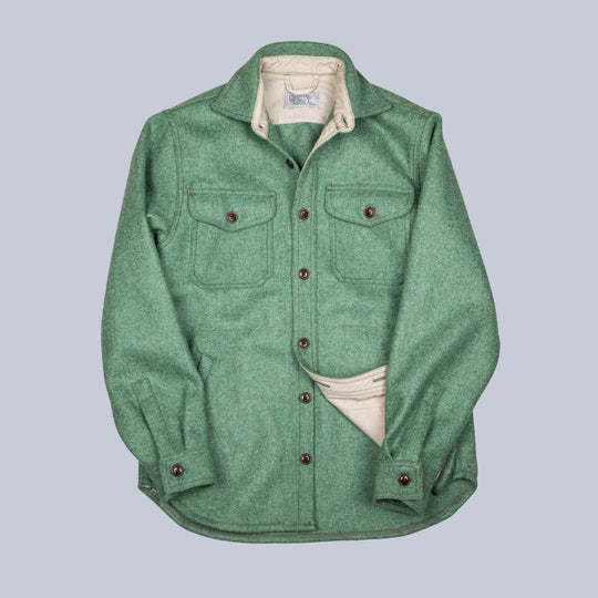 Green Melange Virgin Wool Overshirt Jacket