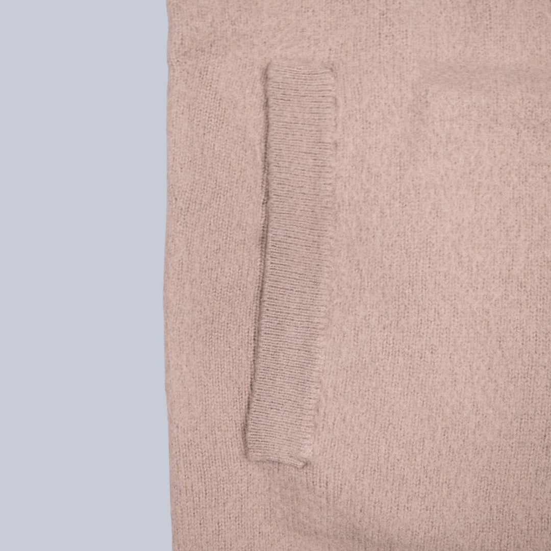 Sesame Beige Lambswool Full Zip Sweater