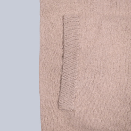 Sesame Beige Lambswool Full Zip Sweater