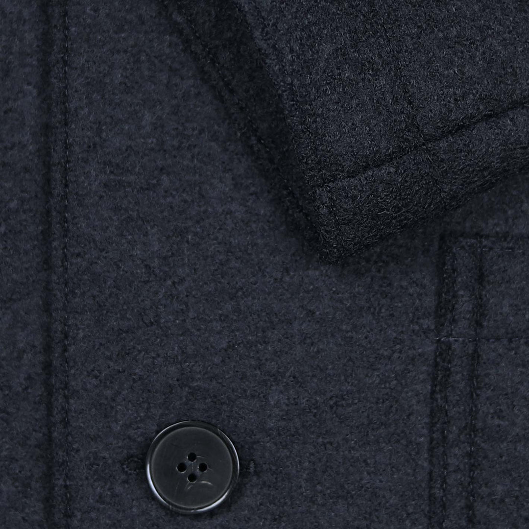 Navy Boiled Wool Utility Jacket