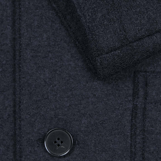 Navy Boiled Wool Utility Jacket