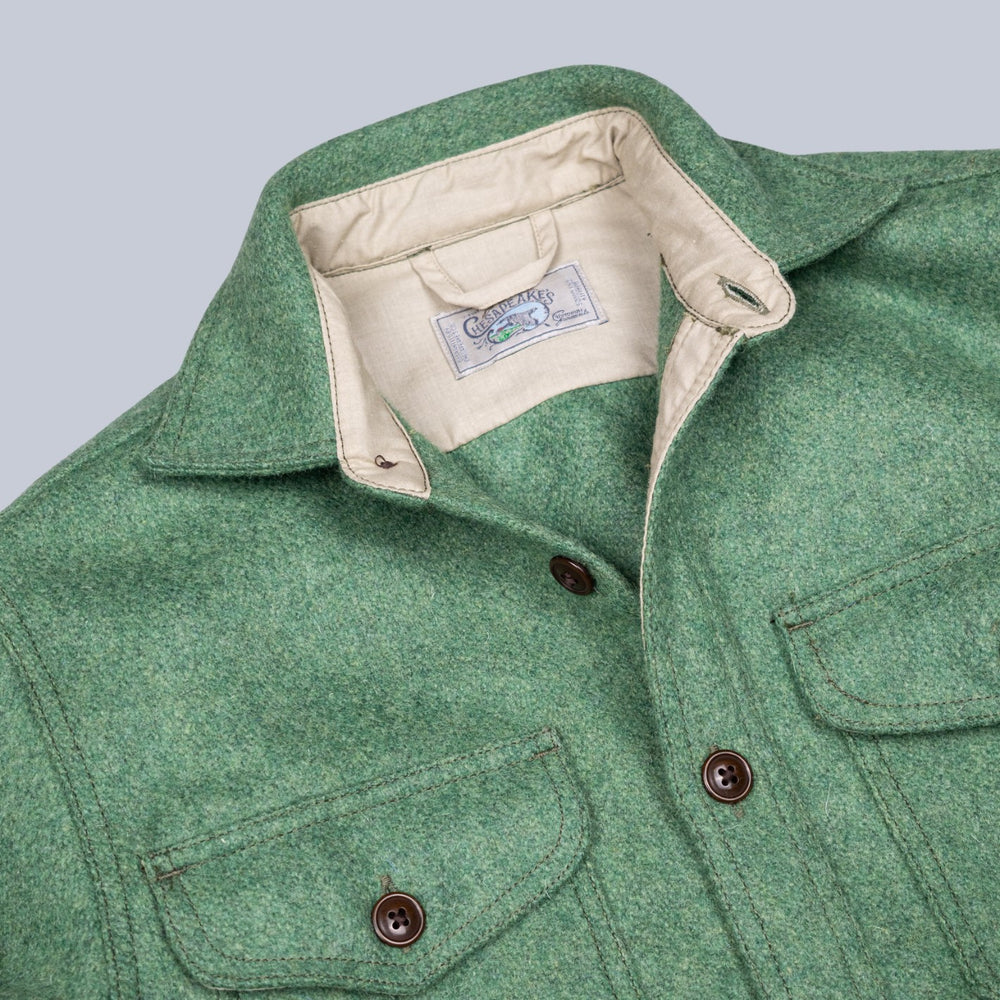 Green Melange Virgin Wool Overshirt Jacket