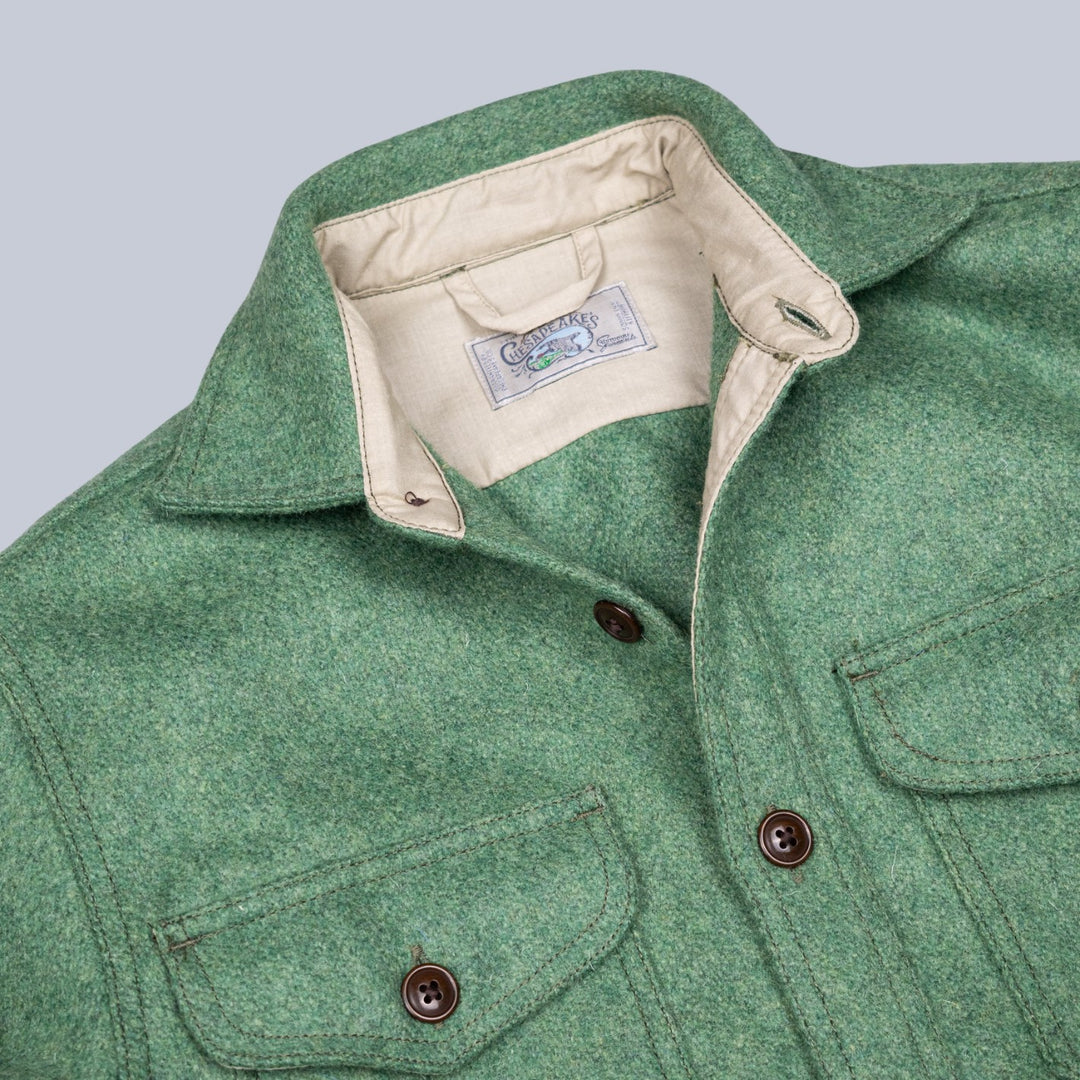 Green Melange Virgin Wool Overshirt Jacket