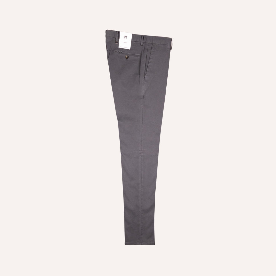 Washed Anthracite Grey Stretch Gabardine Trousers