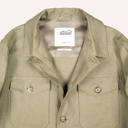 Green Linen Overshirt Jacket