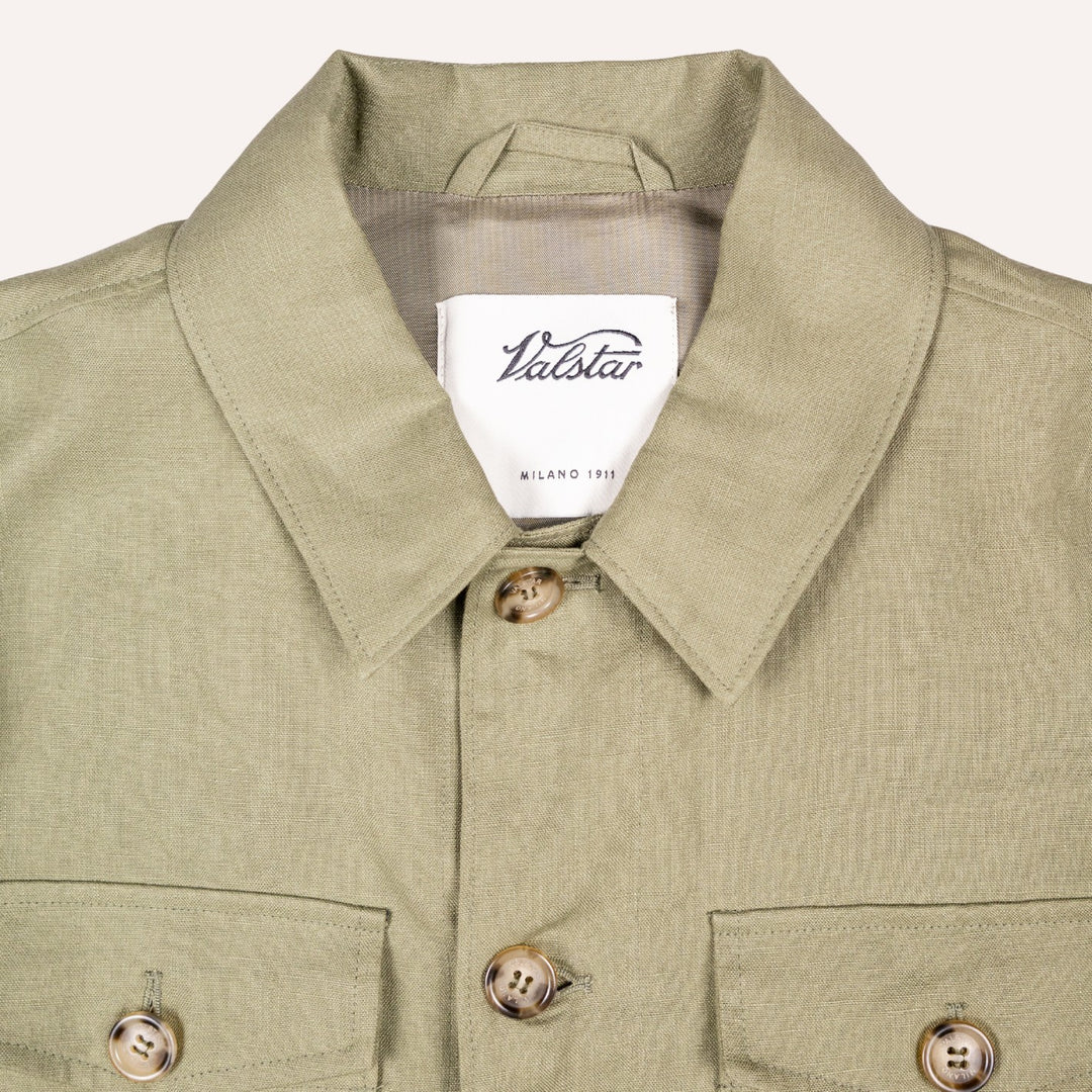 Green Linen Overshirt Jacket