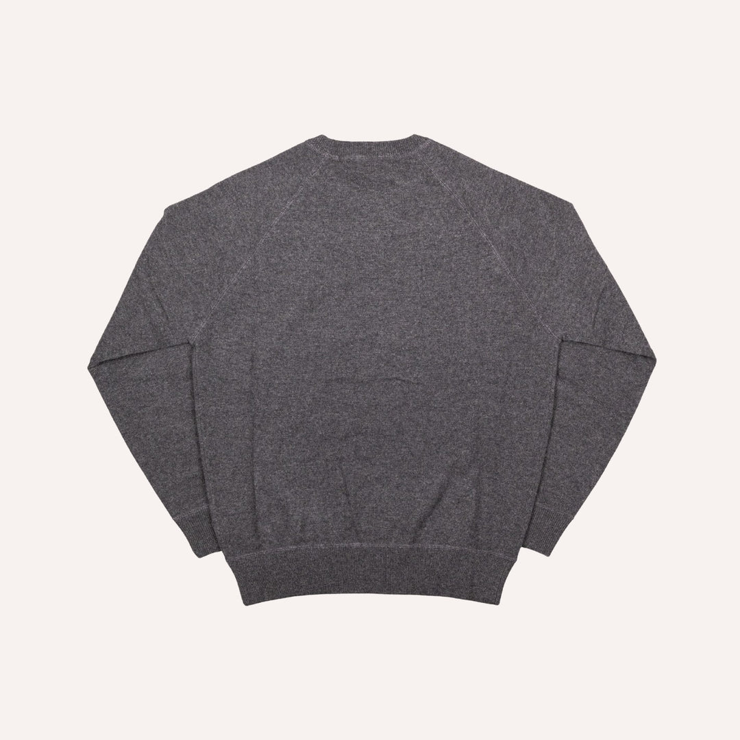 Dark Grey Raglan Cashmere Crewneck Sweater