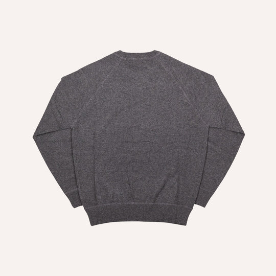 Dark Grey Raglan Cashmere Crewneck Sweater