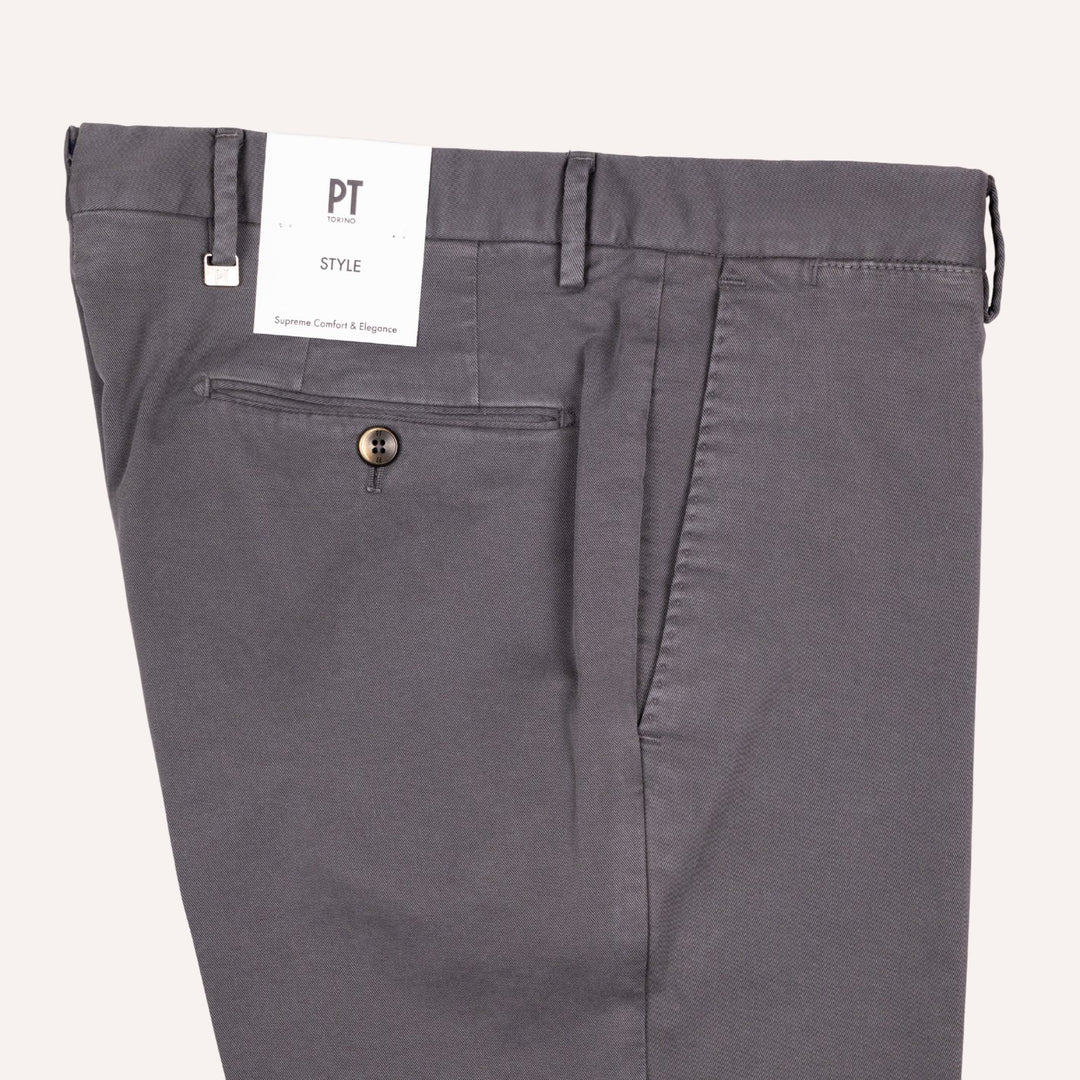 Washed Anthracite Grey Stretch Gabardine Trousers