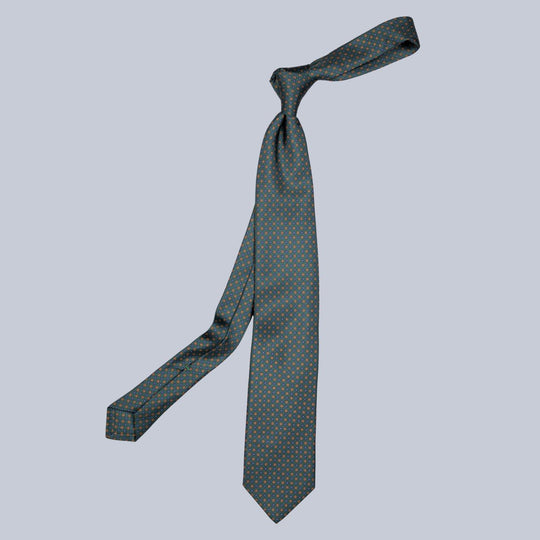 Forrest Green Gold & Blue Micro Geometric Pattern Tie