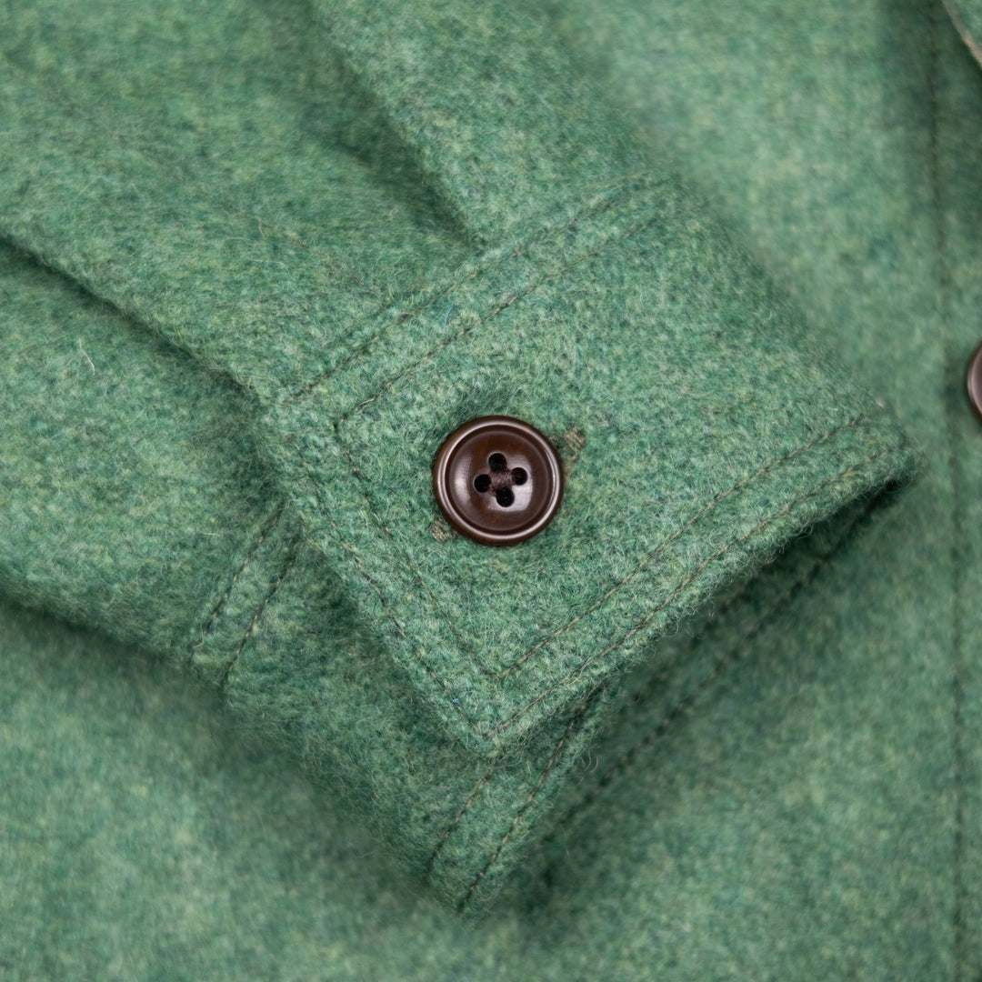 Green Melange Virgin Wool Overshirt Jacket