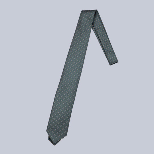 Forrest Green Gold & Blue Micro Geometric Pattern Tie