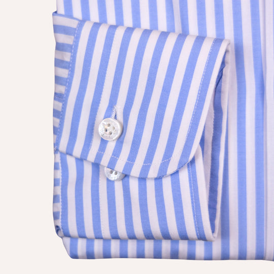 Blue White Striped Slim Fit Cut Away Shirt