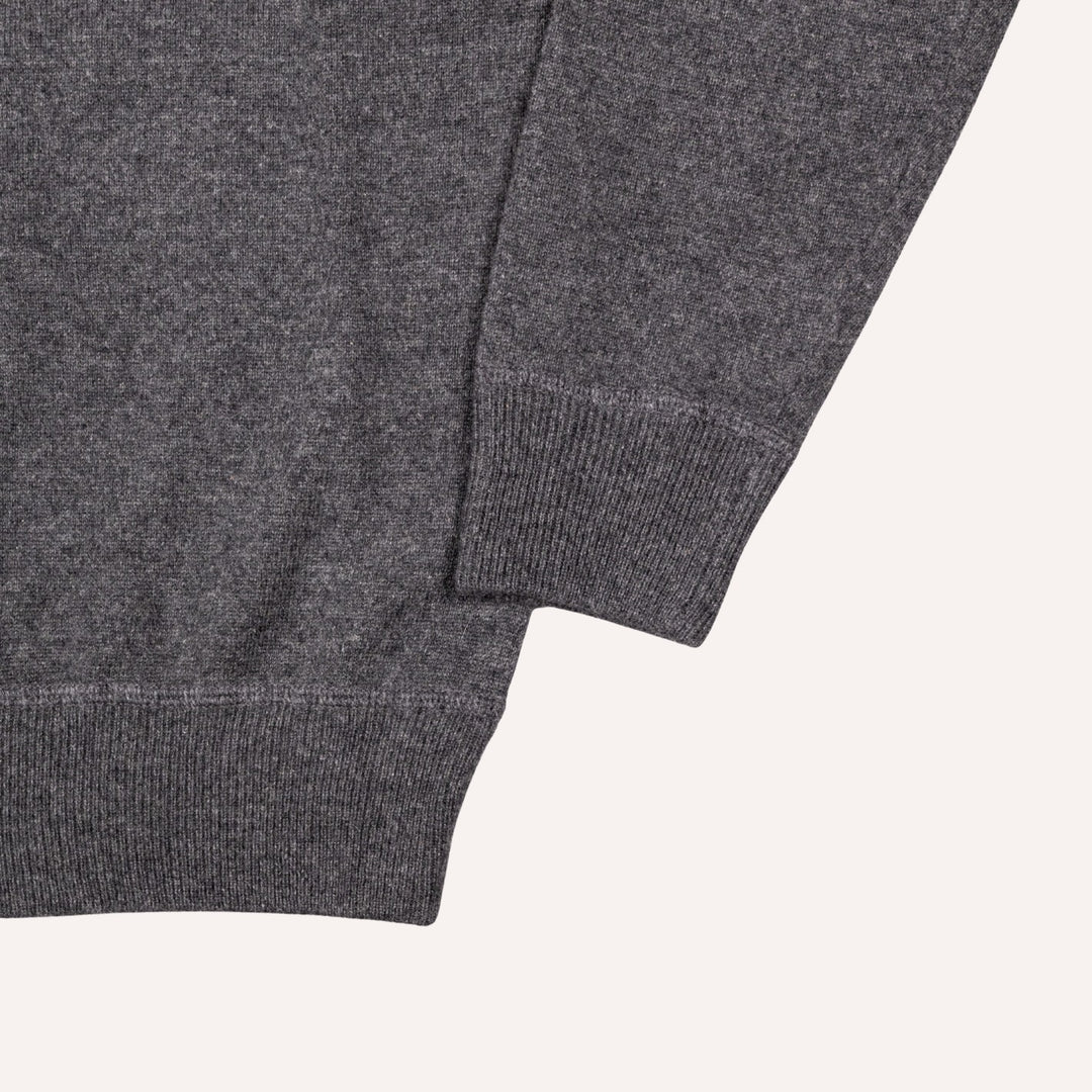 Dark Grey Raglan Cashmere Crewneck Sweater