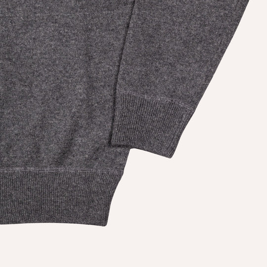 Dark Grey Raglan Cashmere Crewneck Sweater