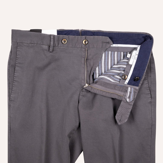 Washed Anthracite Grey Stretch Gabardine Trousers