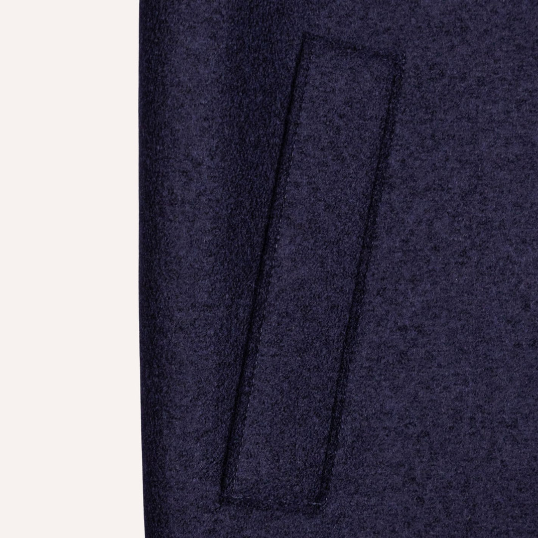 Navy Pressed Wool Bouclé Collar Golf Jacket
