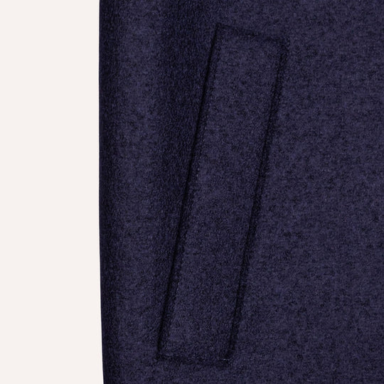 Navy Pressed Wool Bouclé Collar Golf Jacket