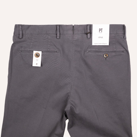 Washed Anthracite Grey Stretch Gabardine Trousers