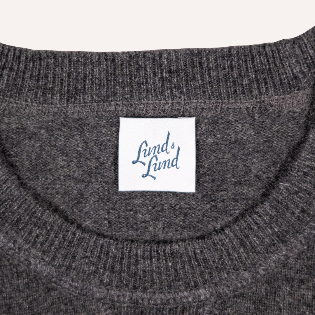 Dark Grey Raglan Cashmere Crewneck Sweater