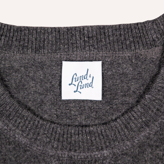 Dark Grey Raglan Cashmere Crewneck Sweater