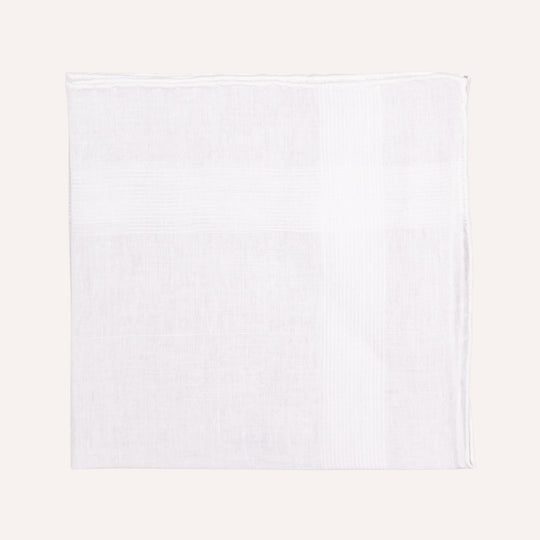 White Small Stripes Cotton Linen Pocket Square