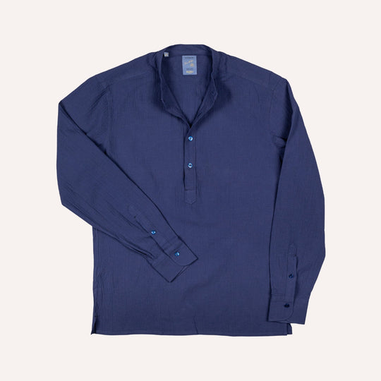 Navy Mandarin Seersucker Popover