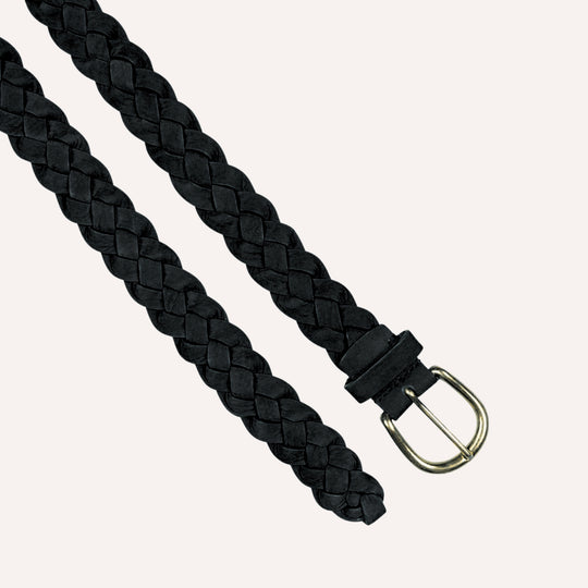 Black Nubuck Woven Brass Buckle 30mm Belt