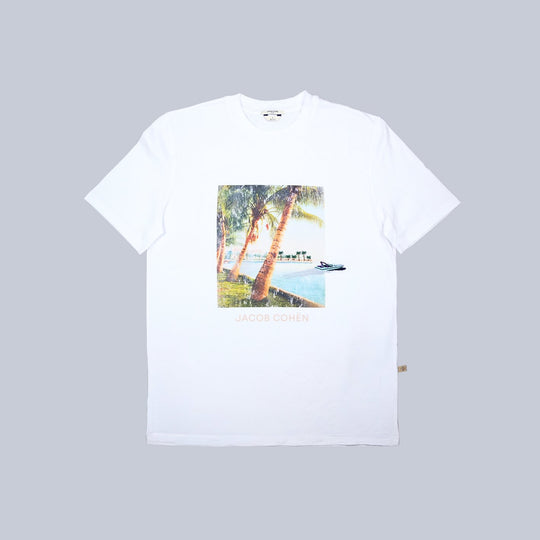 Palm Tree Printed White T-Shirt