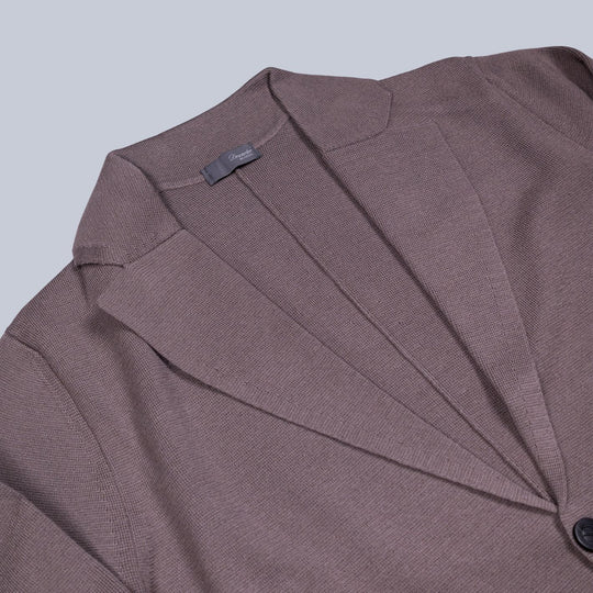 Taupe Extra Fine Merino Wool Cardigan Blazer