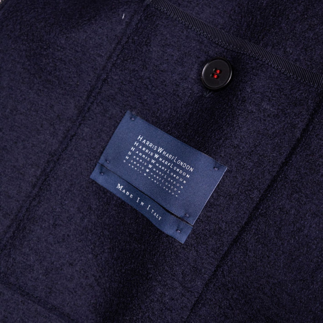 Navy Pressed Wool Bouclé Collar Golf Jacket