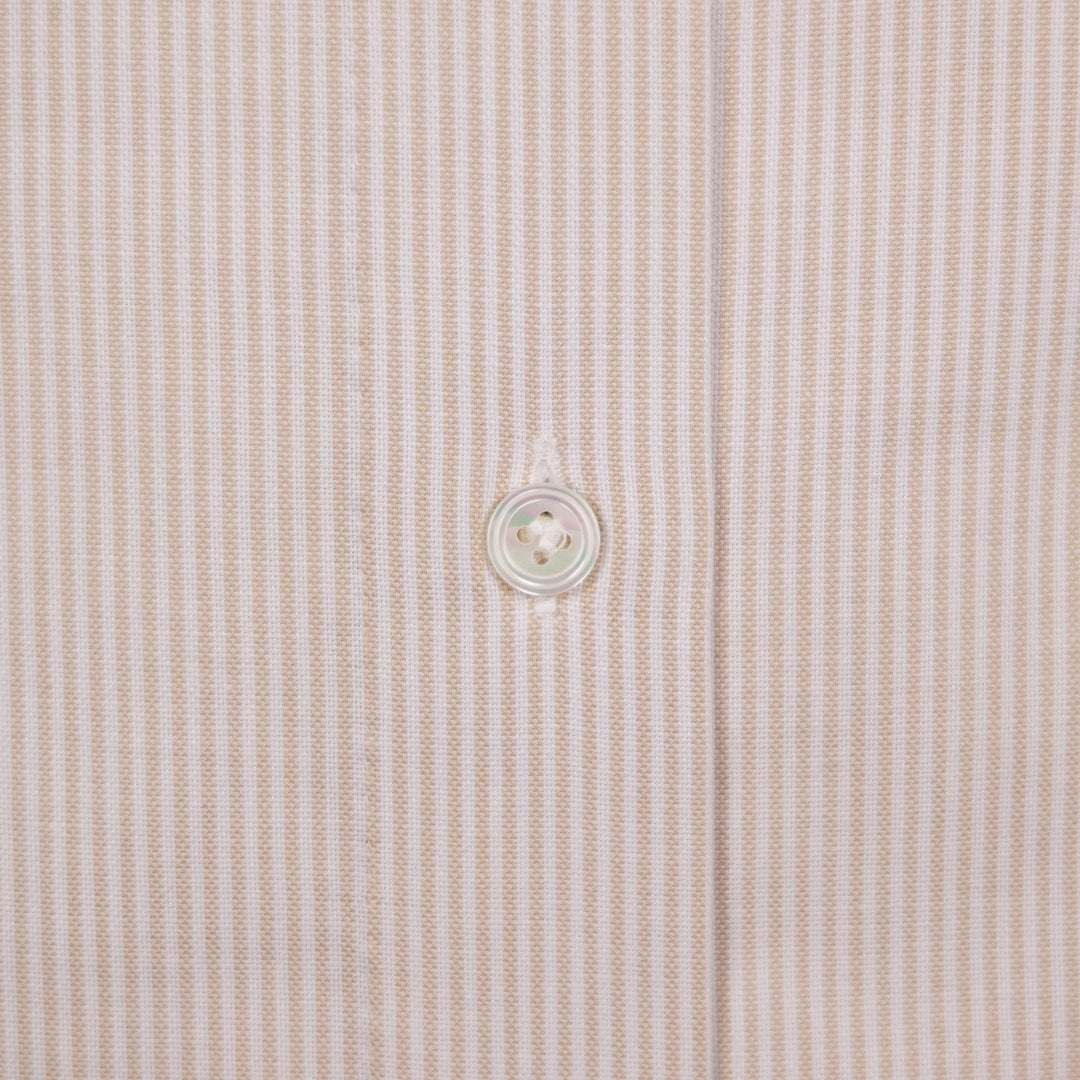 White & Taupe Button Down Oxford Shirt - Tailored Fit