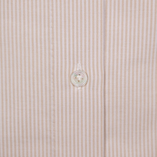 White & Taupe Button Down Oxford Shirt - Tailored Fit