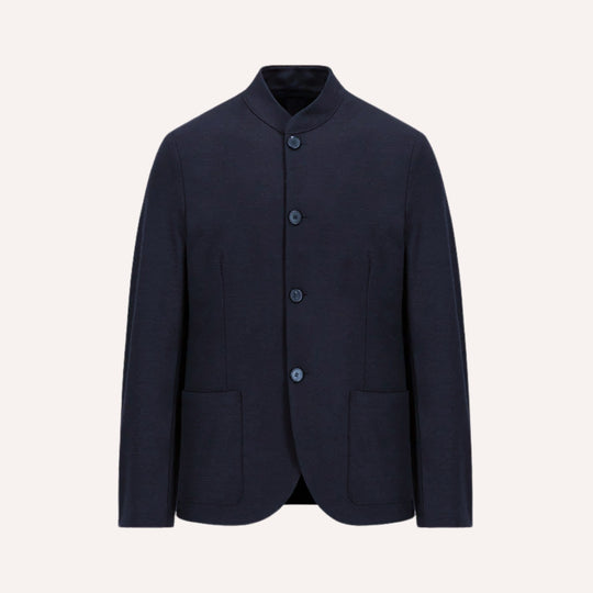 Navy Superfine Merino Wool Nehru Jacket
