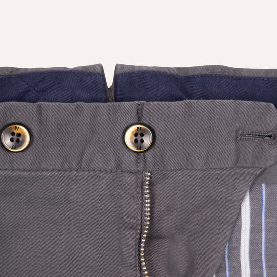 Washed Anthracite Grey Stretch Gabardine Trousers