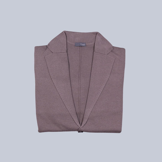 Taupe Extra Fine Merino Wool Cardigan Blazer