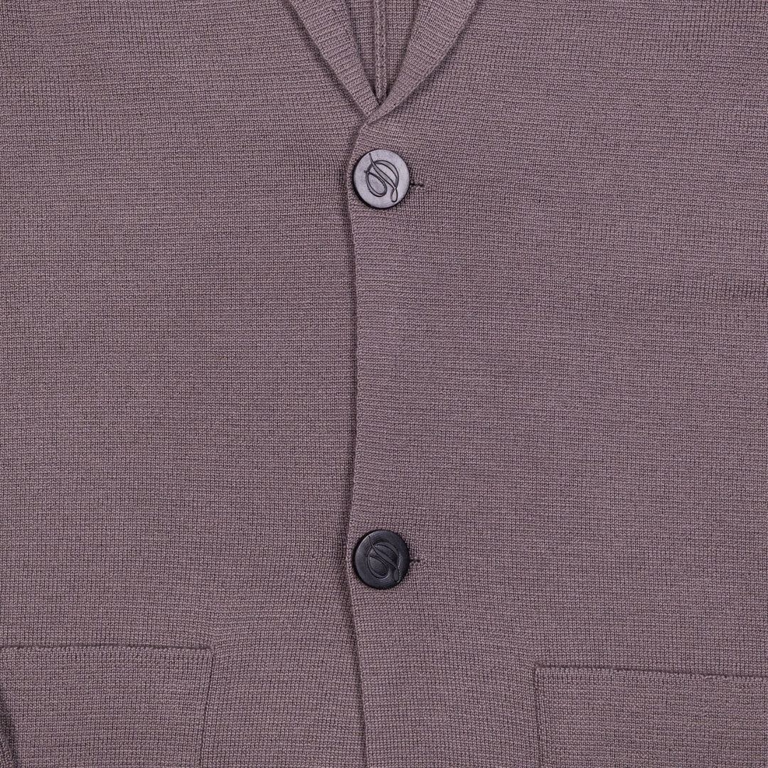 Taupe Extra Fine Merino Wool Cardigan Blazer